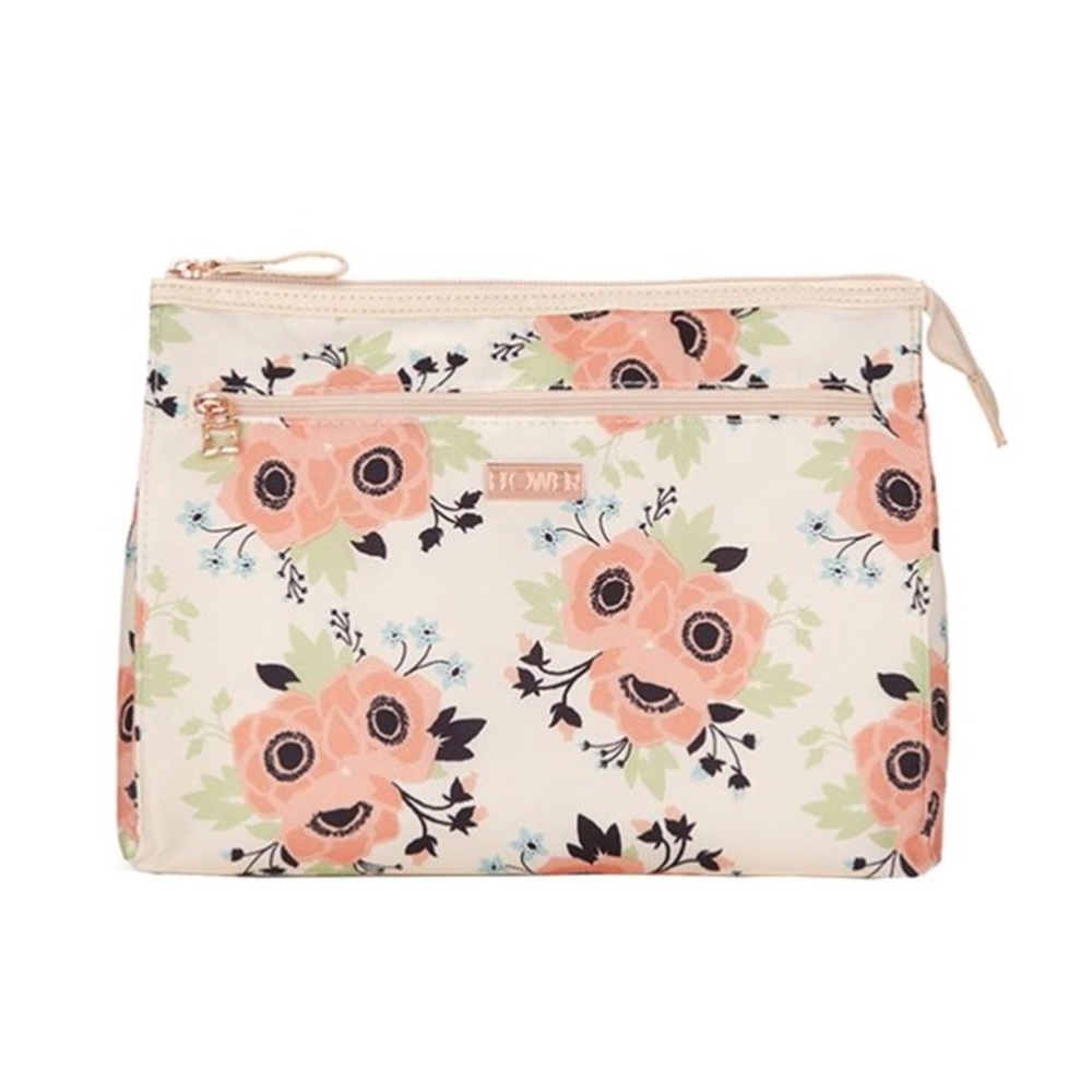 🦋NWT Flower Double Zippered Cosmetic Bag